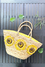 小清新編織草袋- 黃色花